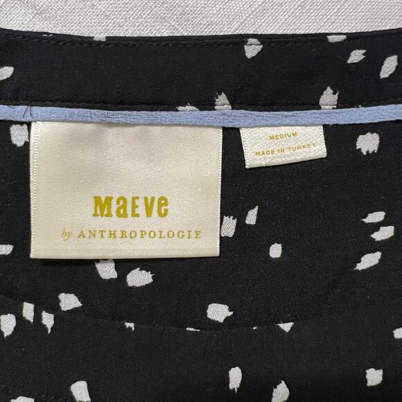 Maeve X Anthropologie Women Black‎ White Polka Dot Cheyenne Peplum Blouse Size M - Picture 12 of 12